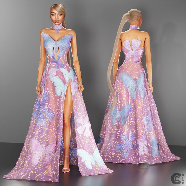 Alpha Butterfly Illusion Elegance Gown cool_content_star by cool_content_star - The Sims 4 Custom Content