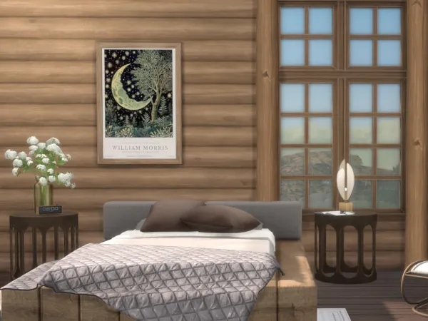 Alpha Log Cabin Wooden Wall by modcollective - The Sims 4 Custom Content