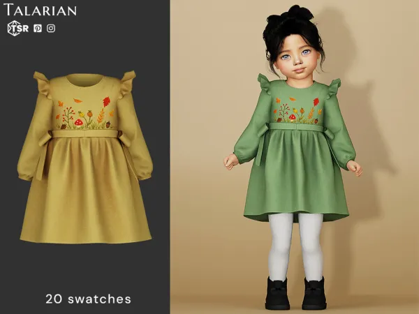Alpha Elliana Autumn Embroidered Dress by thesimsresource - The Sims 4 Custom Content