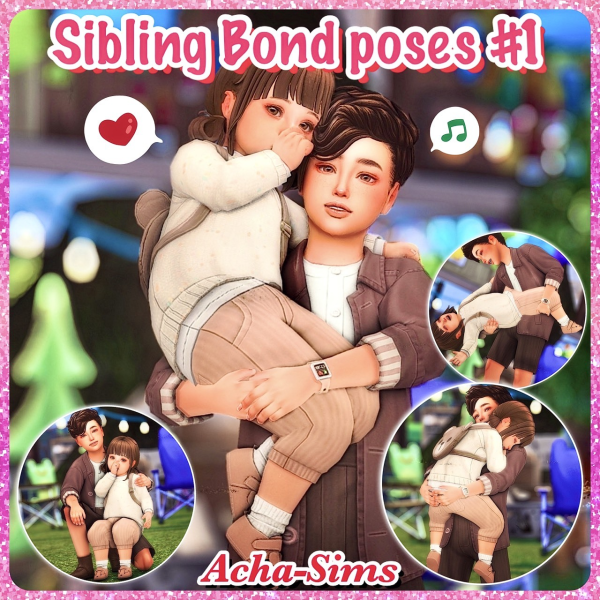 Mix Acha Sibling Bond poses 1 (ChildToddler) by simsfinds - The Sims 4 Custom Content