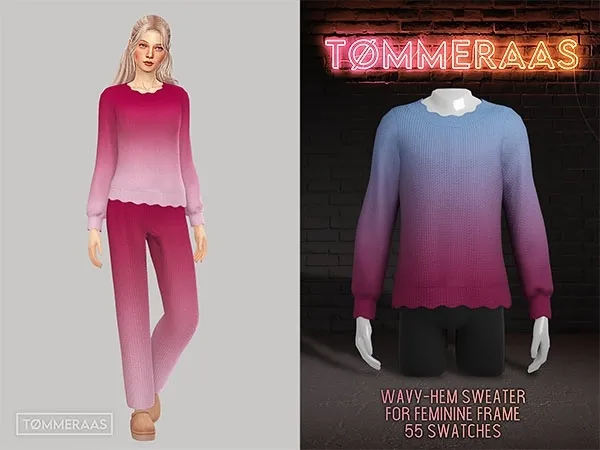Mix TØMMERAAS Wavy Hem Sweater for Feminine Frame by tommeraas - The Sims 4 Custom Content