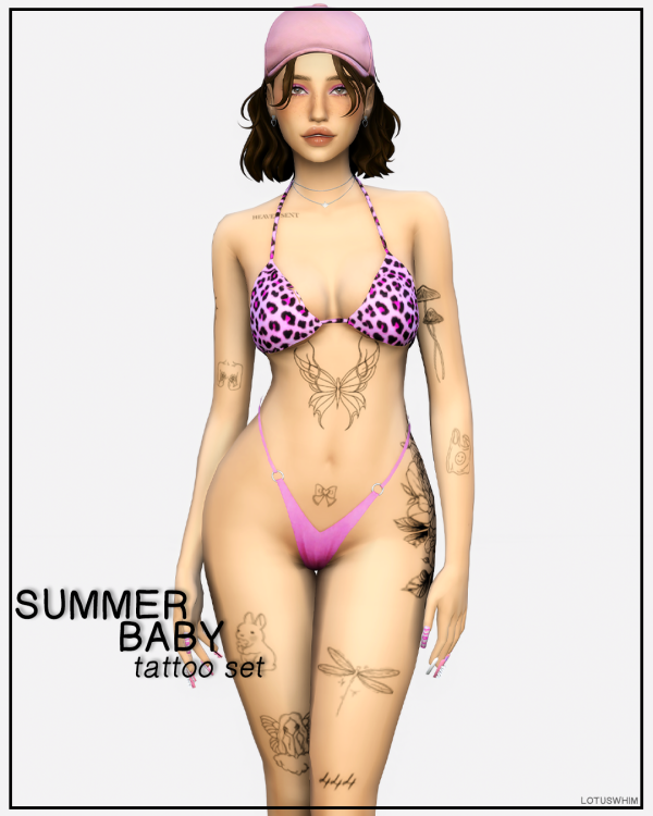 Mix Summer Baby Tattoo Set by lotuswhimcc - The Sims 4 Custom Content