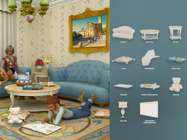 Maxis Match Storytime with Grandma Living Room - The Sims 4 Custom Content