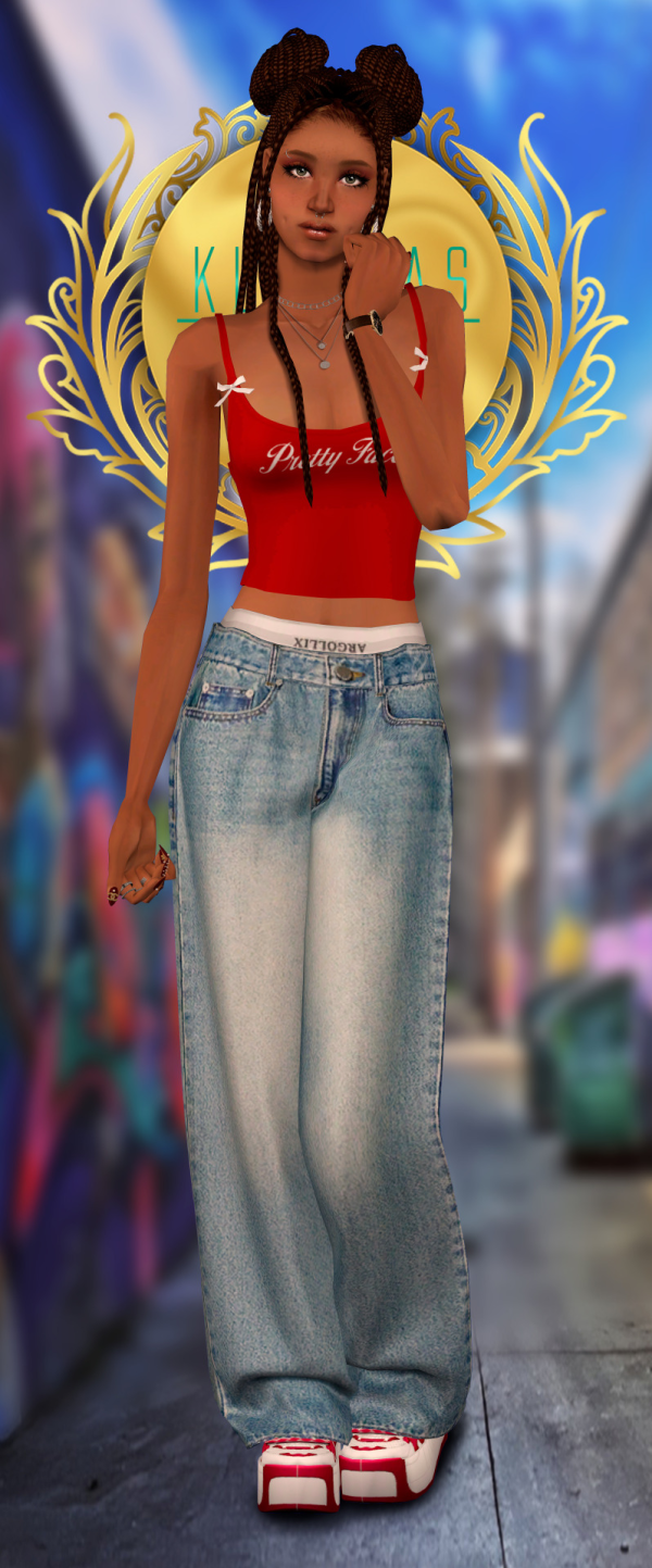 Kurimas 4t2 B0T0XBRAT Americana Top Gorillax3 Urban Hangout Jeans by simsfinds - The Sims 2 Custom Content