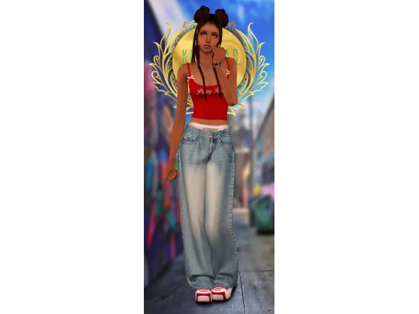 Kurimas 4t2 B0T0XBRAT Americana Top Gorillax3 Urban Hangout Jeans - The Sims 2 Custom Content
