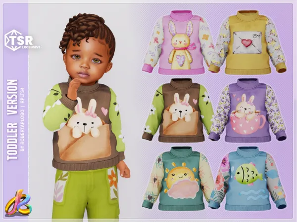 Mix Flower Friends Sweater Collection 325 Toddler by thesimsresource - The Sims 4 Custom Content