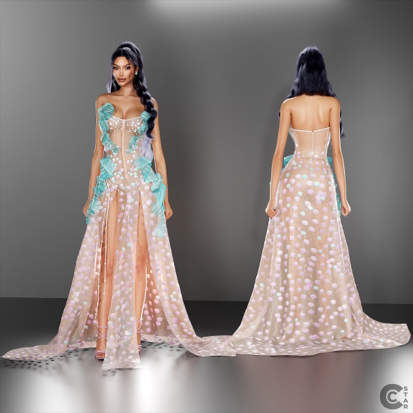 Alpha Colorful Sheer Sequin Siren Gown cool_content_star by cool_content_star - The Sims 4 Custom Content
