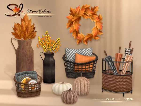 Alpha Autumn Embrace Decor by simcredible - The Sims 4 Custom Content