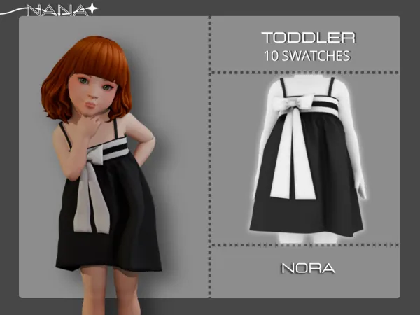 Maxis Match 7NANA (Nora) Loose Dress w Bow by 7nana - The Sims 4 Custom Content
