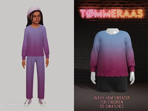 Mix Tu00d8MMERAAS Wavy Hem Sweater for Kids - The Sims 4 Custom Content