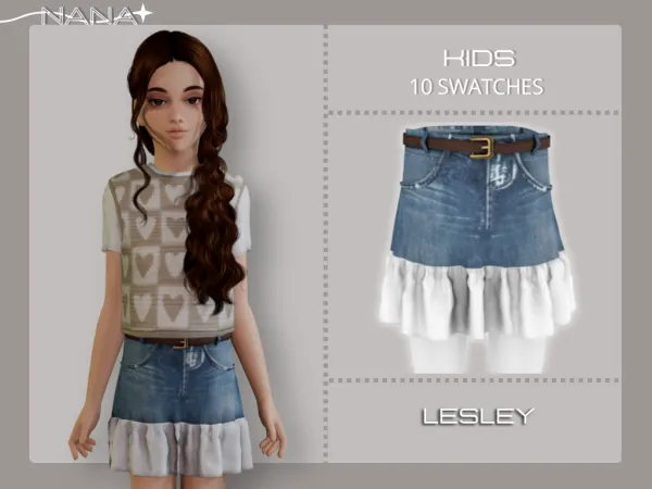 Maxis Match 7NANA (Lesley) Mixed Jeans Skirt - The Sims 4 Custom Content