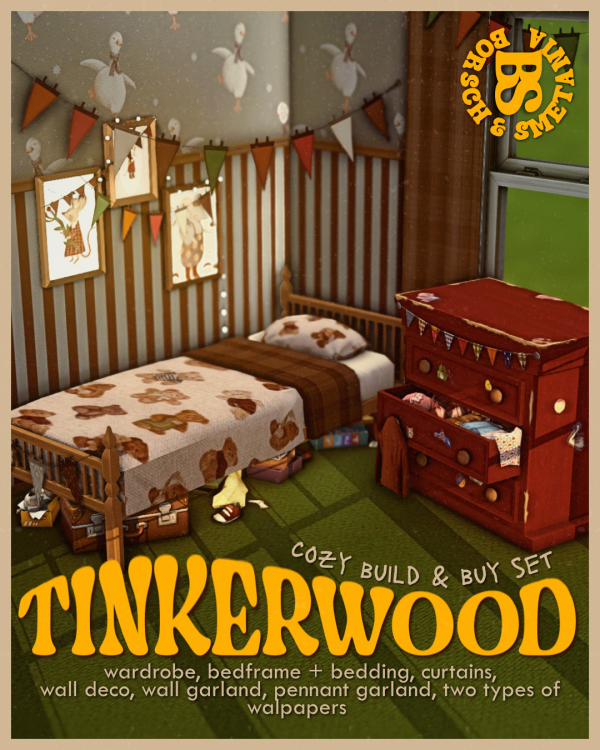 Maxis Match TINKERWOOD build buy set 9 items by simsfinds - The Sims 4 Custom Content