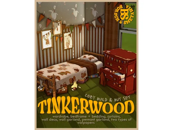 TINKERWOOD | build & buy cc set | 9 items by borschandsmetania