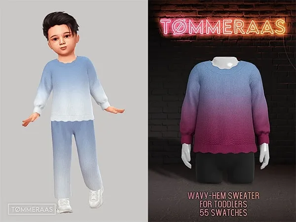 Mix TØMMERAAS Wavy Hem Sweater for Toddlers by tommeraas - The Sims 4 Custom Content