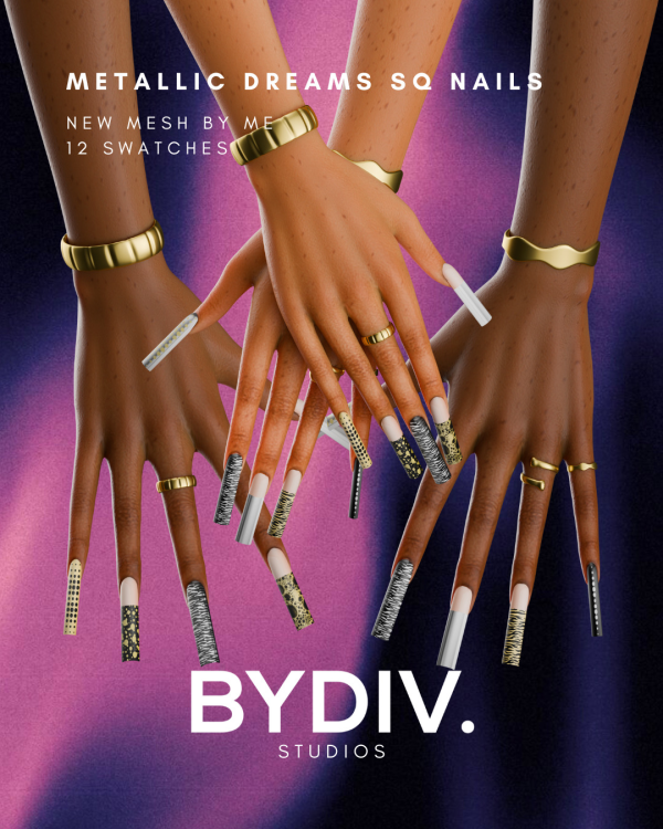 Alpha METALLIC DREAMS NAILS by simsfinds - The Sims 4 Custom Content