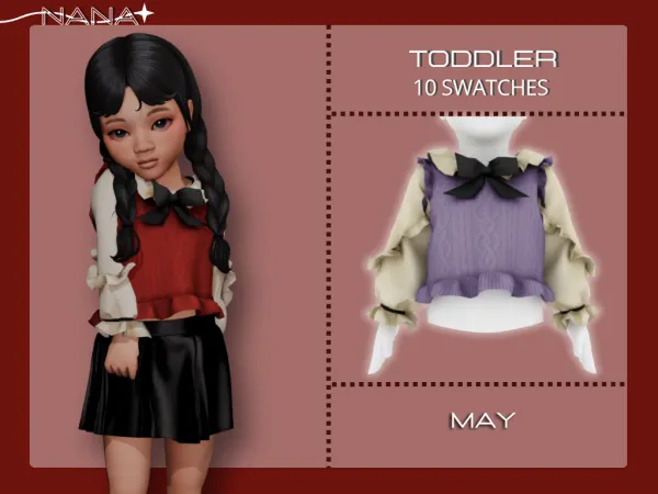 Maxis Match 7NANA (May) Wool Vest Overlay by 7nana - The Sims 4 Custom Content
