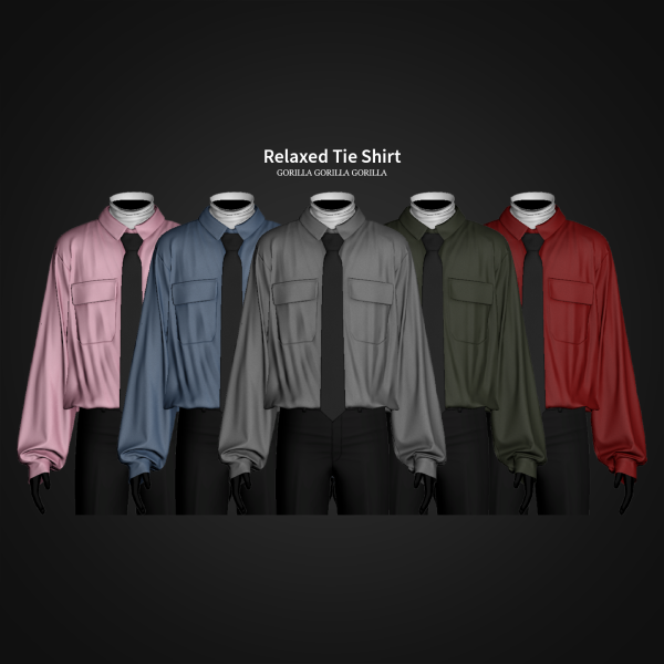 Alpha Relaxed Tie Shirt by simsfinds - The Sims 4 Custom Content