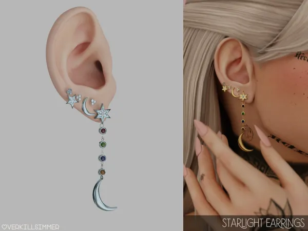 Alpha Starlight earrings by overkillsimmer - The Sims 4 Custom Content