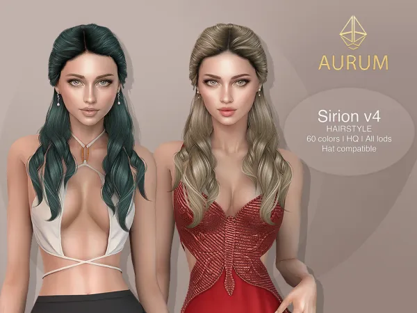 Alpha Sirion Hairstyle v4 Braided Half Up Long Waves by aurum - The Sims 4 Custom Content