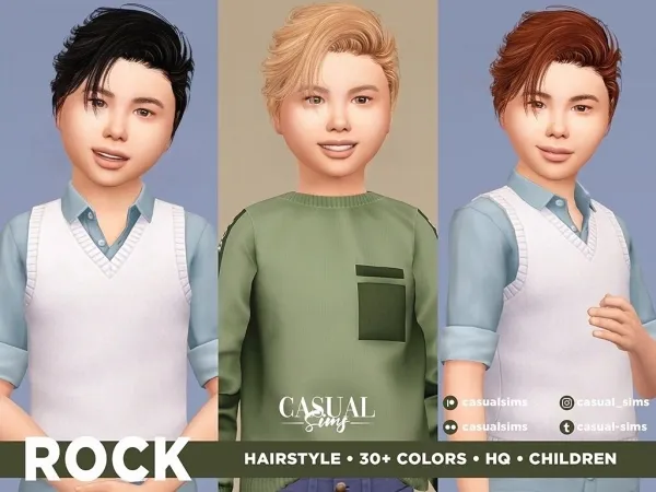 Alpha Rock Hairstyle Children by casualsims - The Sims 4 Custom Content