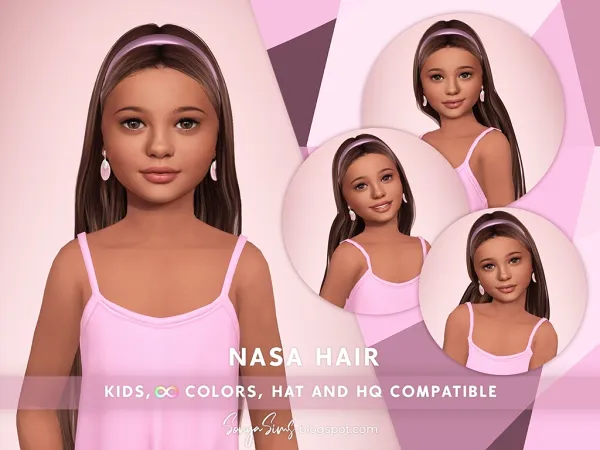 Alpha Nasa Hair Kids by sonyasims - The Sims 4 Custom Content