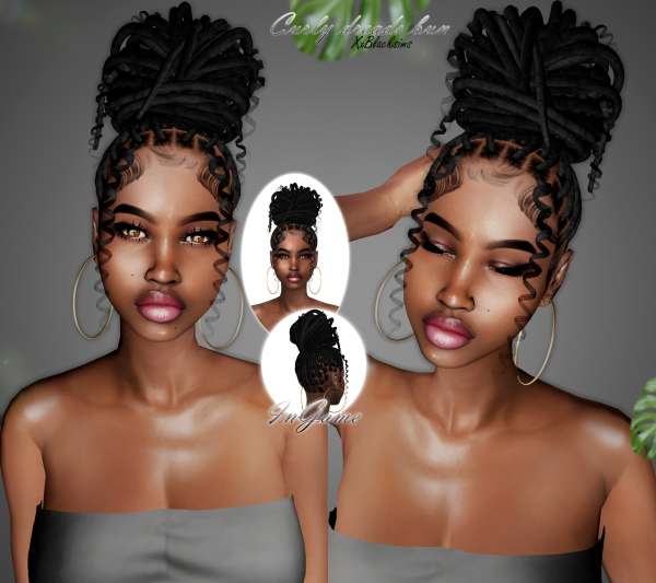 Alpha Curly Dreads Bun by simsfinds - The Sims 4 Custom Content