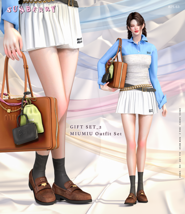 Alpha [SUNBERRY ]2563_GIFT SET2_MIUMIU Dress Shoes Bag 2 by simsfinds - The Sims 4 Custom Content