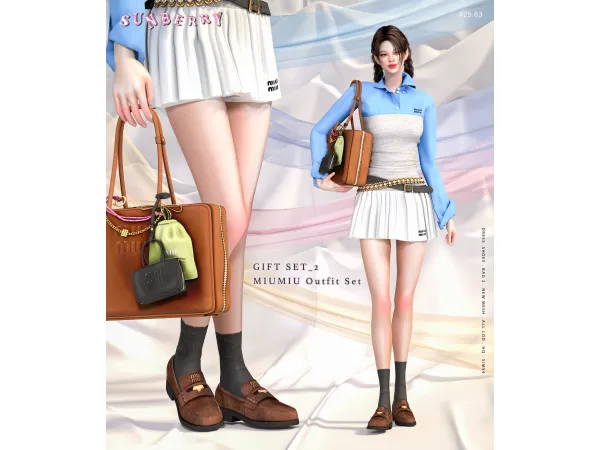Alpha [SUNBERRY ]2563_GIFT SET2_MIUMIU Dress Shoes Bag 2 - The Sims 4 Custom Content