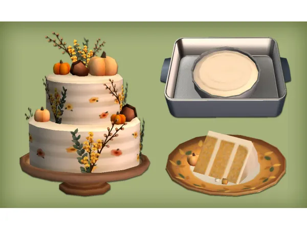 Butter Candle Bread Pumpkin Bun Cheese Burgers and Autumn Cake by simsfinds - The Sims 2 Custom Content