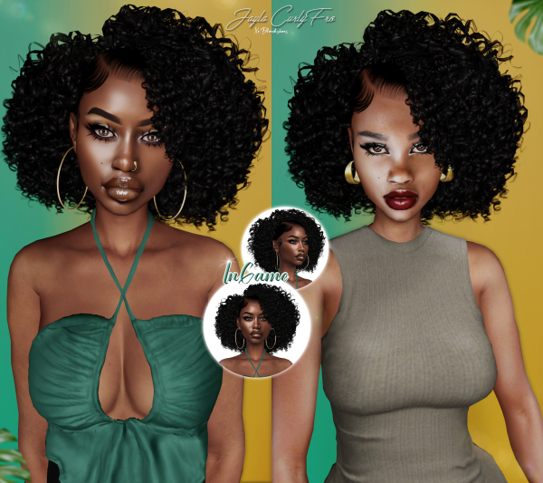 Alpha Jayla Curly Fro by simsfinds - The Sims 4 Custom Content