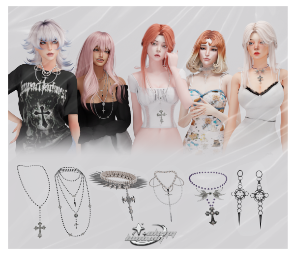 Alpha Goth Jewerly Mini Collection by ohmybunnny2 - The Sims 4 Custom Content