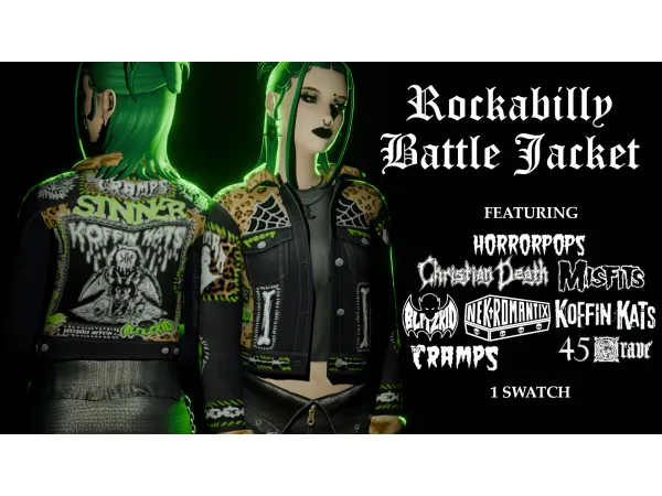 Maxis Match rockabilly battle jacket by simsfinds - The Sims 4 Custom Content
