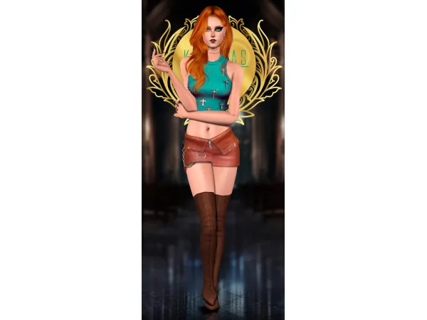 Kurimas 4t2 Belaloallure Shanna Cross Tank Top and Skirt - The Sims 2 Custom Content