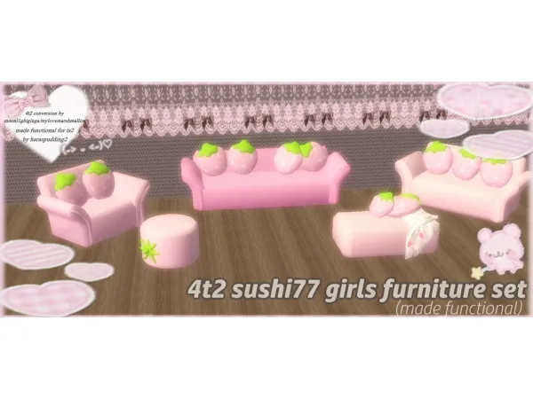 4t2 sushi77 girls furniture set made functional by simsfinds - The Sims 2 Custom Content