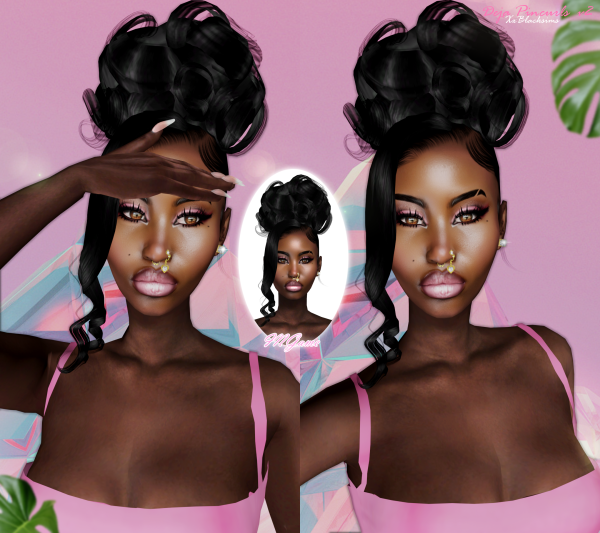 Alpha Deja Pin Curl Bun with and without bangs by simsfinds - The Sims 4 Custom Content