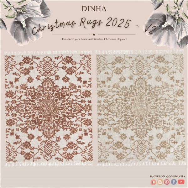Alpha Christmas Rugs 2025 V2 by dinhagamer - The Sims 4 Custom Content