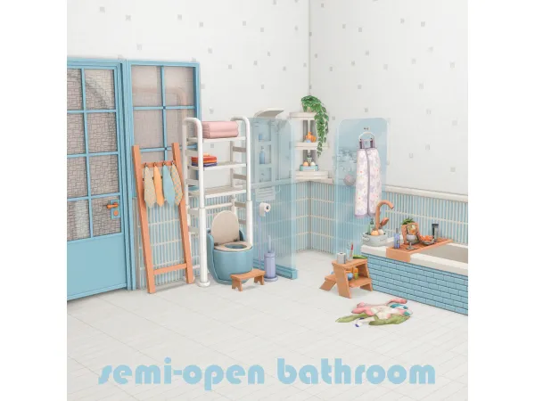 Maxis Match semi open bathroom _ 31CC by buildo_cc - The Sims 4 custom content