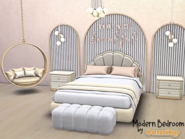 Maxis Match Modern Bedroom by Comiko - The Sims 4 Custom Content