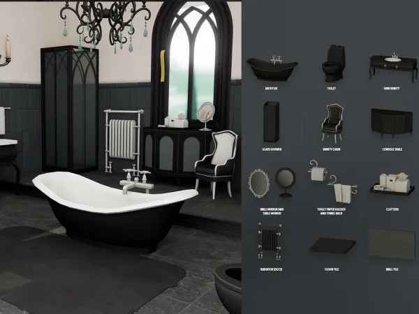 Maxis Match Midnight Manor Bathroom by modcollective - The Sims 4 Custom Content