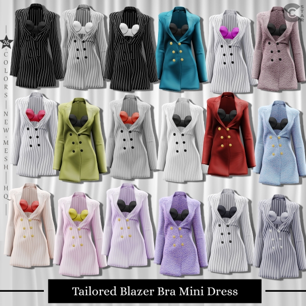Alpha Tailored Blazer Bra Mini Dress by cool_content_star - The Sims 4 Custom Content