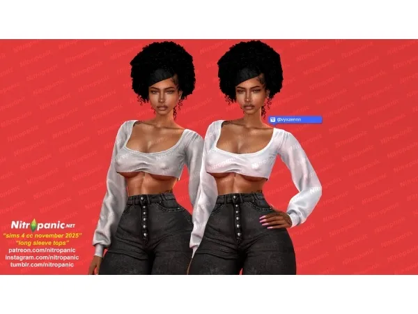 Alpha Nitropanic_Long Sleeve Tops - The Sims 4 Custom Content