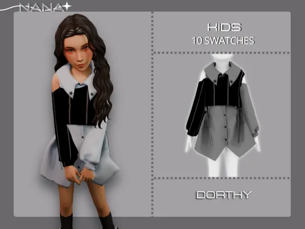 Maxis Match 7NANA (Dorthy) Shirt Dress w Overlay by 7nana - The Sims 4 Custom Content