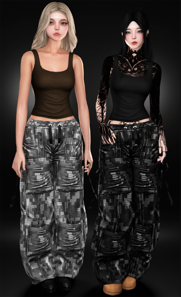 Alpha cargo dessert and mirelli top by whimp - The Sims 4 Custom Content