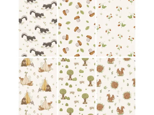 Mix WOODLAND COLLECTION PART 01 9 Wallpaper Prints by lilyvalleycc - The Sims 4 Custom Content