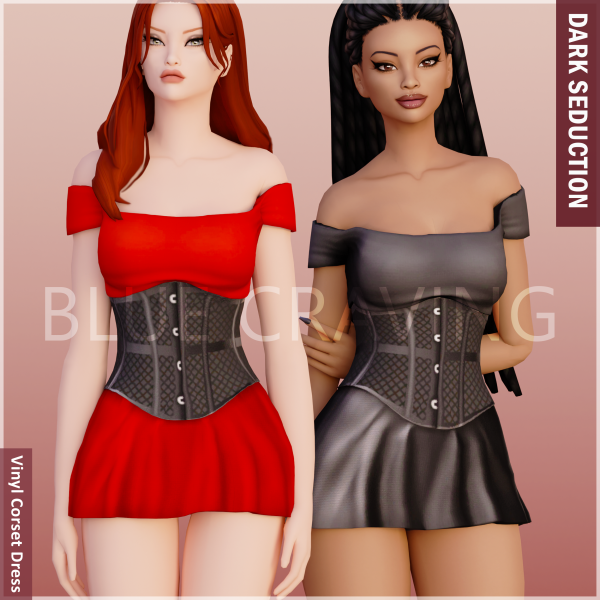 Alpha Blue Craving Vinyl Corset Dress by bluecraving - The Sims 4 Custom Content