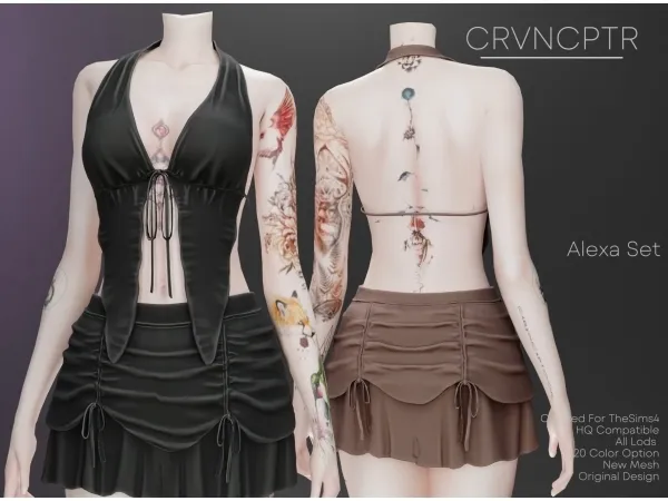 sims 4 sexy clothing cc Valentine's Day Gift Women's 4-Piece Sexy Lingerie Set Sheer Lace Floral  Strappy Bra & Mini Skirt with Stockings Briefs Paired Micro-Stretch Fabric  for Everyday Wear Womenswear main image 0