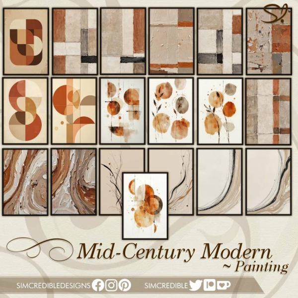 Alpha Mid Century Modern Painting by simcredible - The Sims 4 Custom Content
