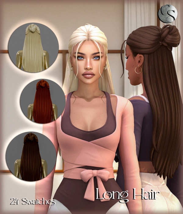 Maxis Match [CAMUFLAJE] Pilates Edit Collection Long Updo by simsfinds - The Sims 4 Custom Content