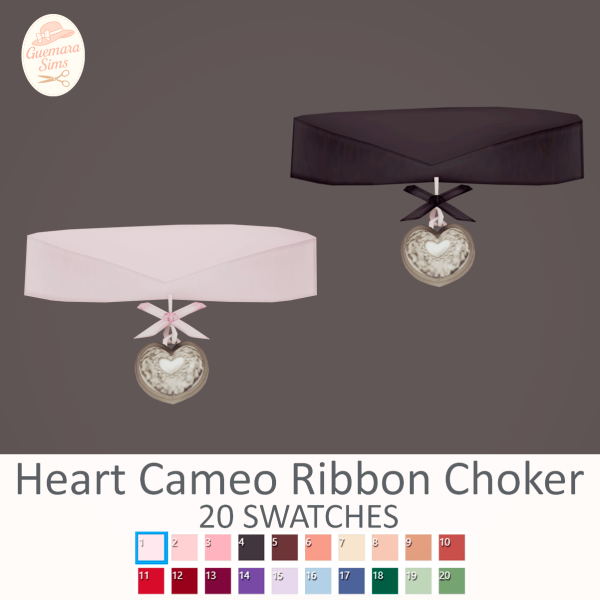 Mix Heart Cameo Ribbon Choker by simsfinds - The Sims 4 Custom Content