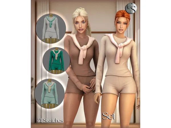 Mix [CAMUFLAJE] Pilates Edit Collection Set Sweater Over Shoulders - The Sims 4 Custom Content